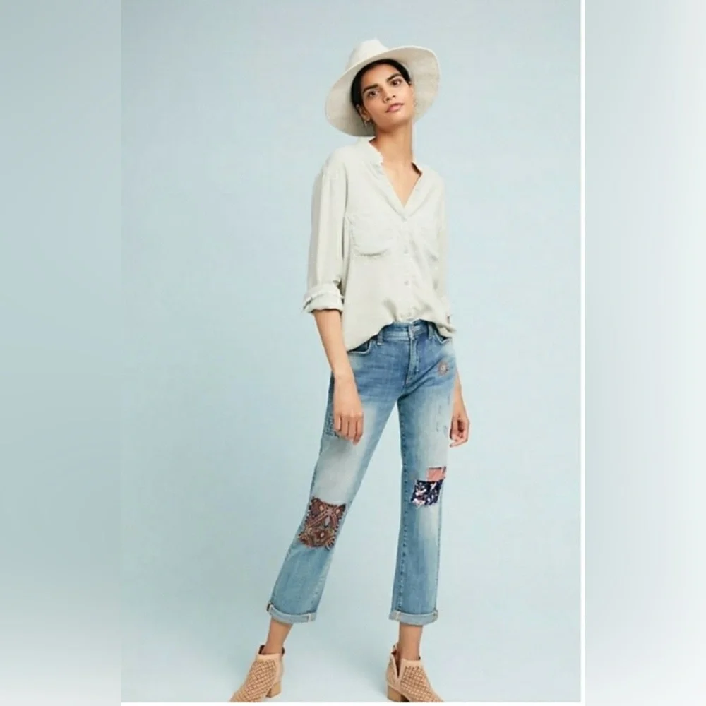 Pilcro & The Letterpress Anthropologie Patchwork Jeans NWT - Picture 10 of 11
